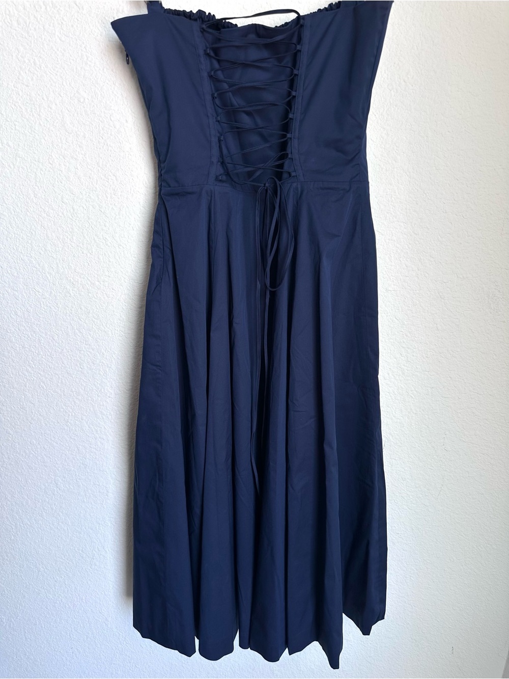 House of CB Carmen Navy Blue Corset Lace Up Back Dress large Milkmaid Sundress - Picture 6 of 16
